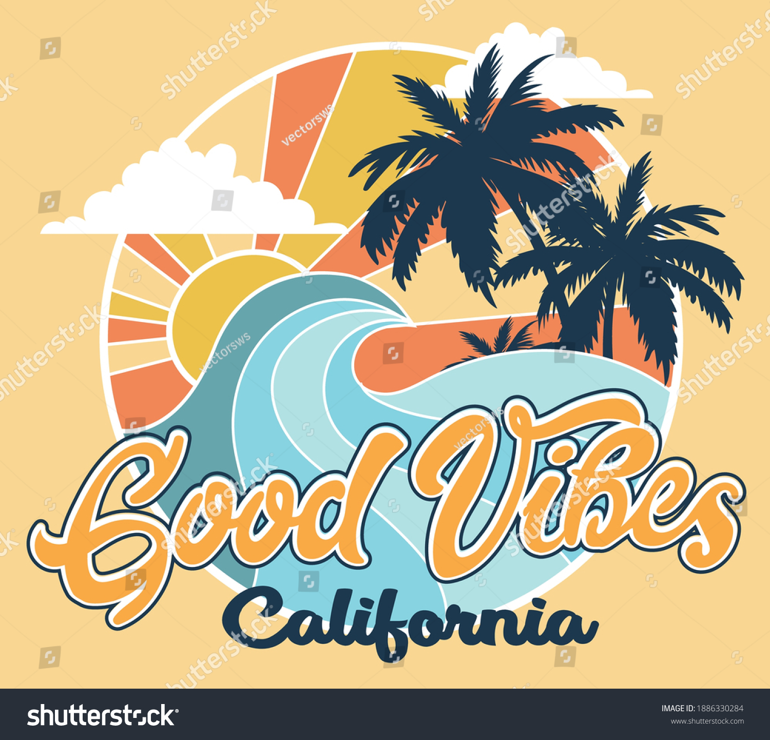 California Coast Surf Vector Illustration Good Stock Vector (Royalty ...