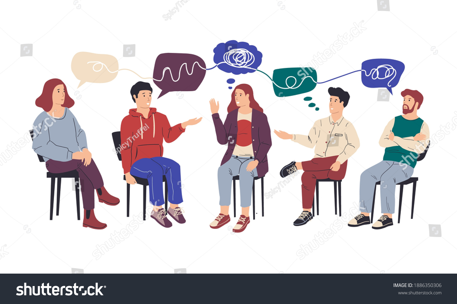 Group Therapy Cartoon People Collective Psychotherapy Stock Vector ...