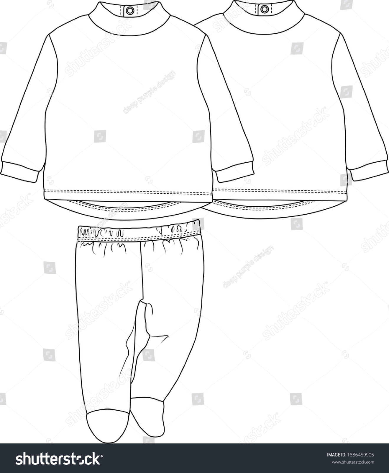 Baby Clothes Flat Sketch Vector Illustration Stock Vector (Royalty Free ...