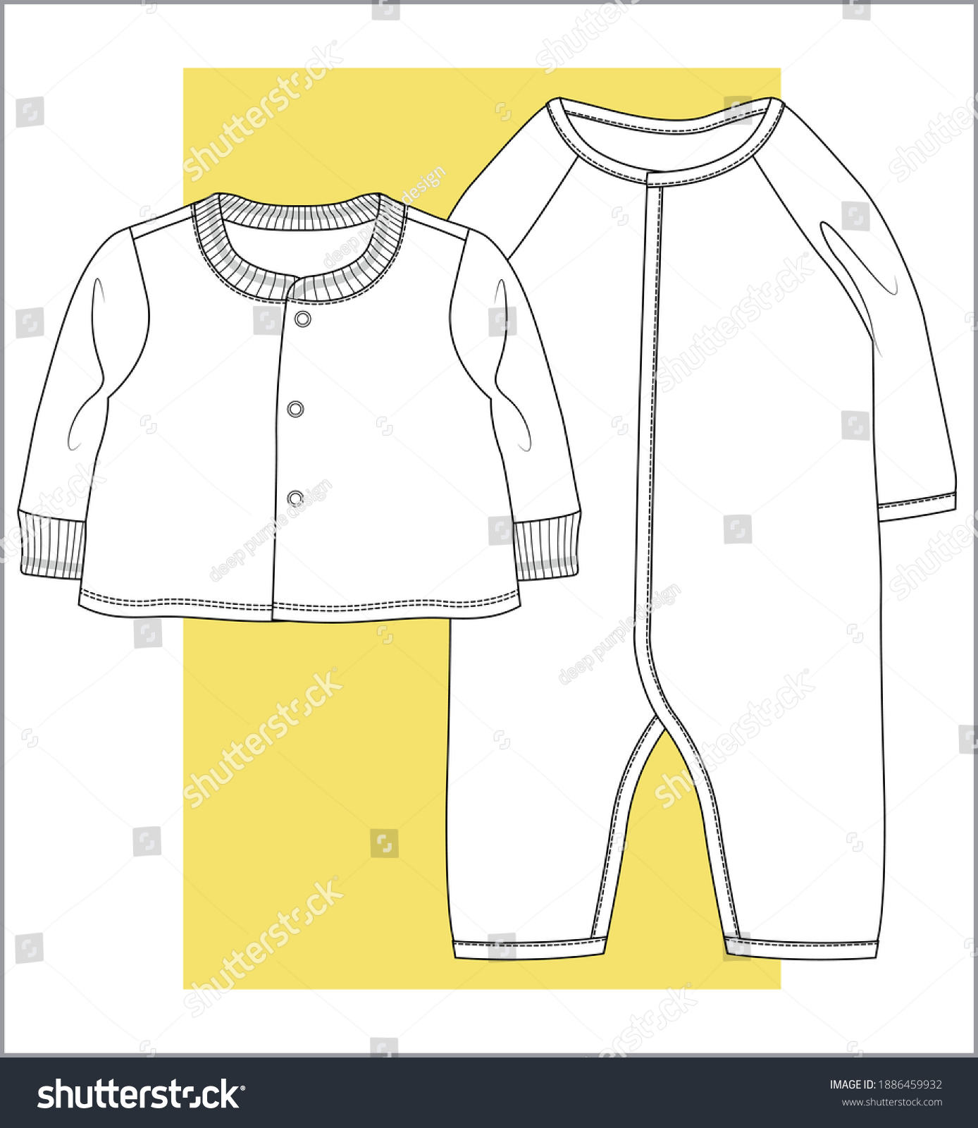 Baby Clothes Flat Sketch Vector Illustration Stock Vector (Royalty Free ...