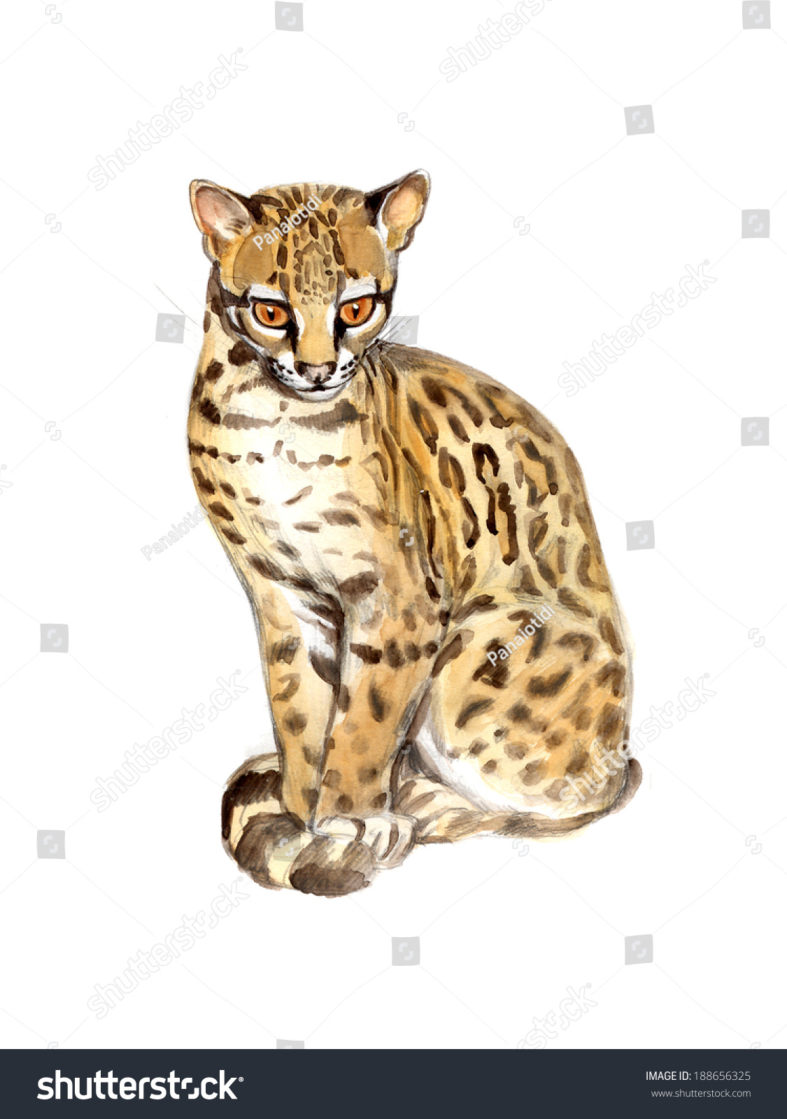 Ocelot Leopardus Pardalis Dwarf Leopard Stock Illustration 188656325 ...