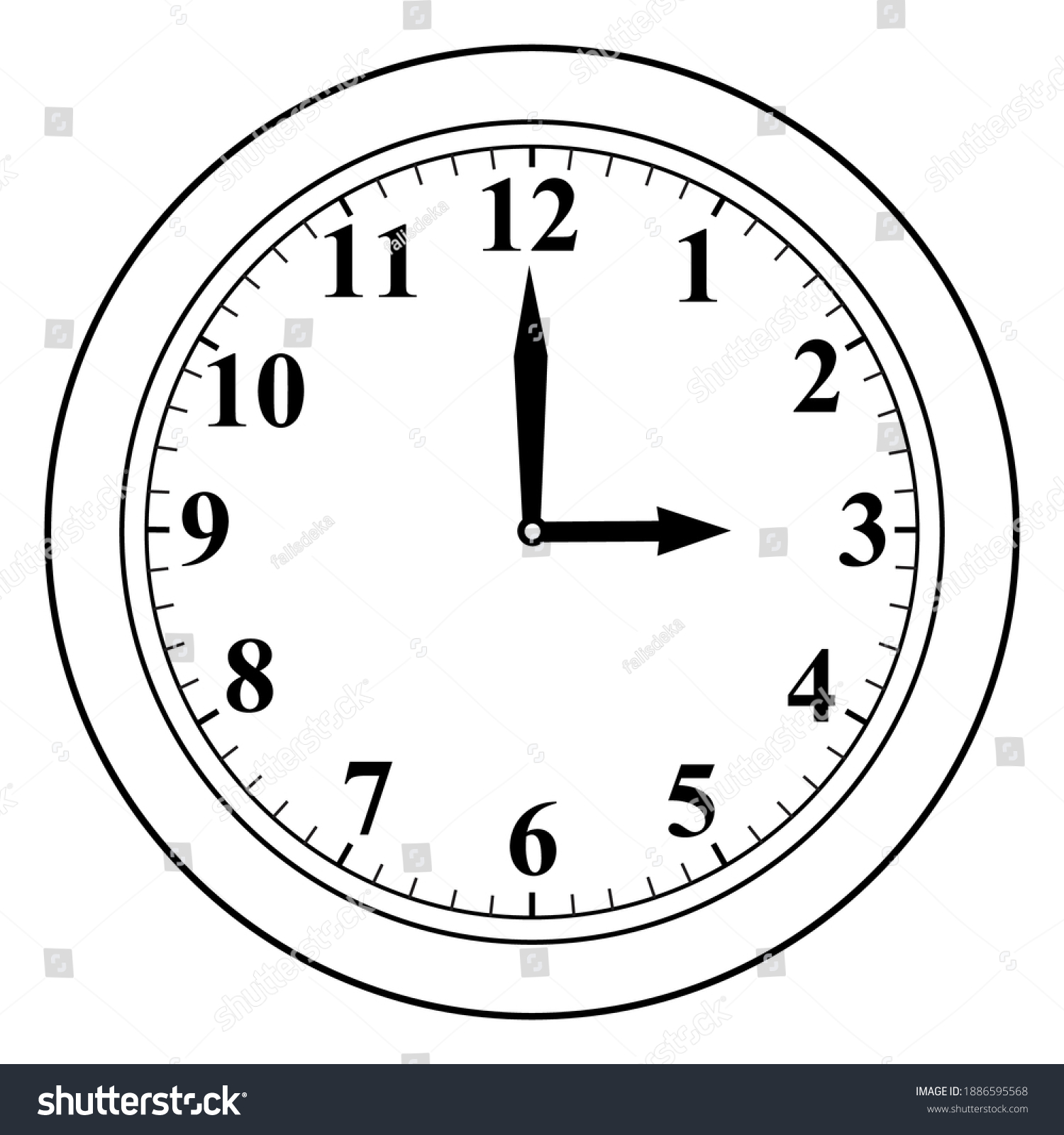 Clock Line Vector Illustrationisolated On White Stock Vector (Royalty ...