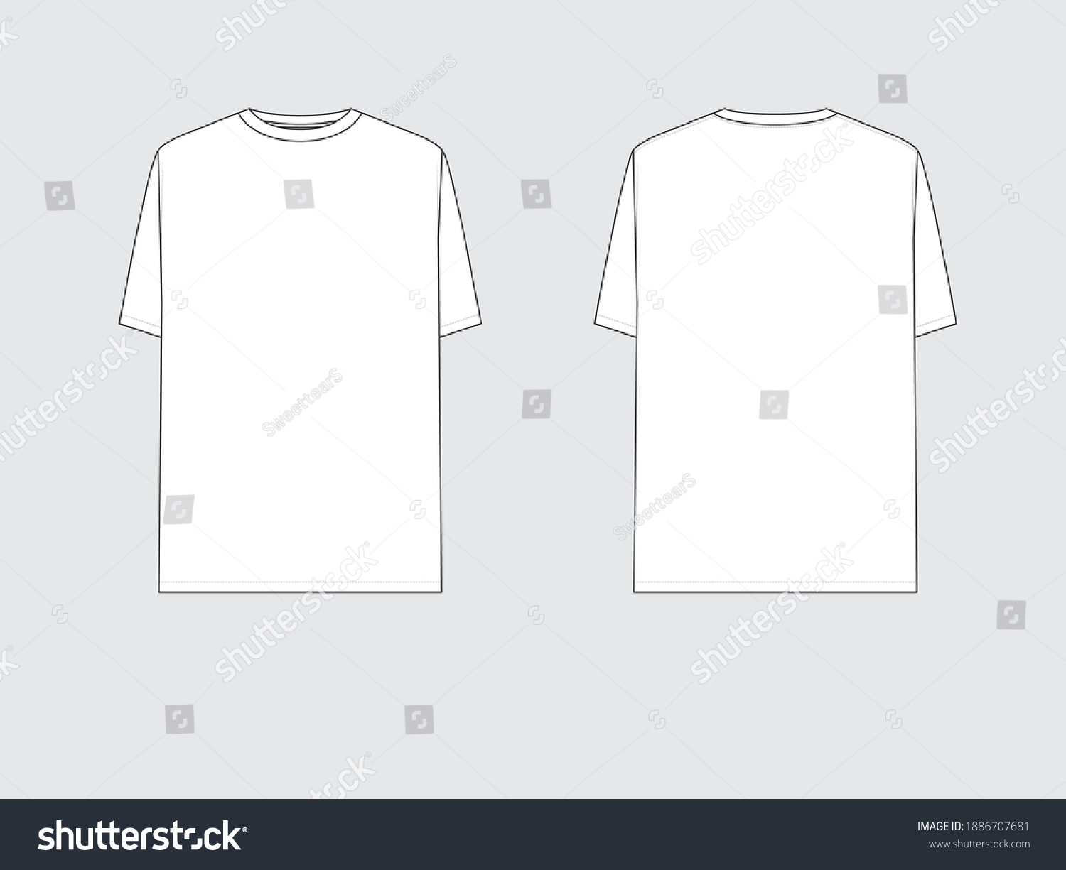 Basic Tshirt Front Back Drawing Flat Stock Vector (Royalty Free ...