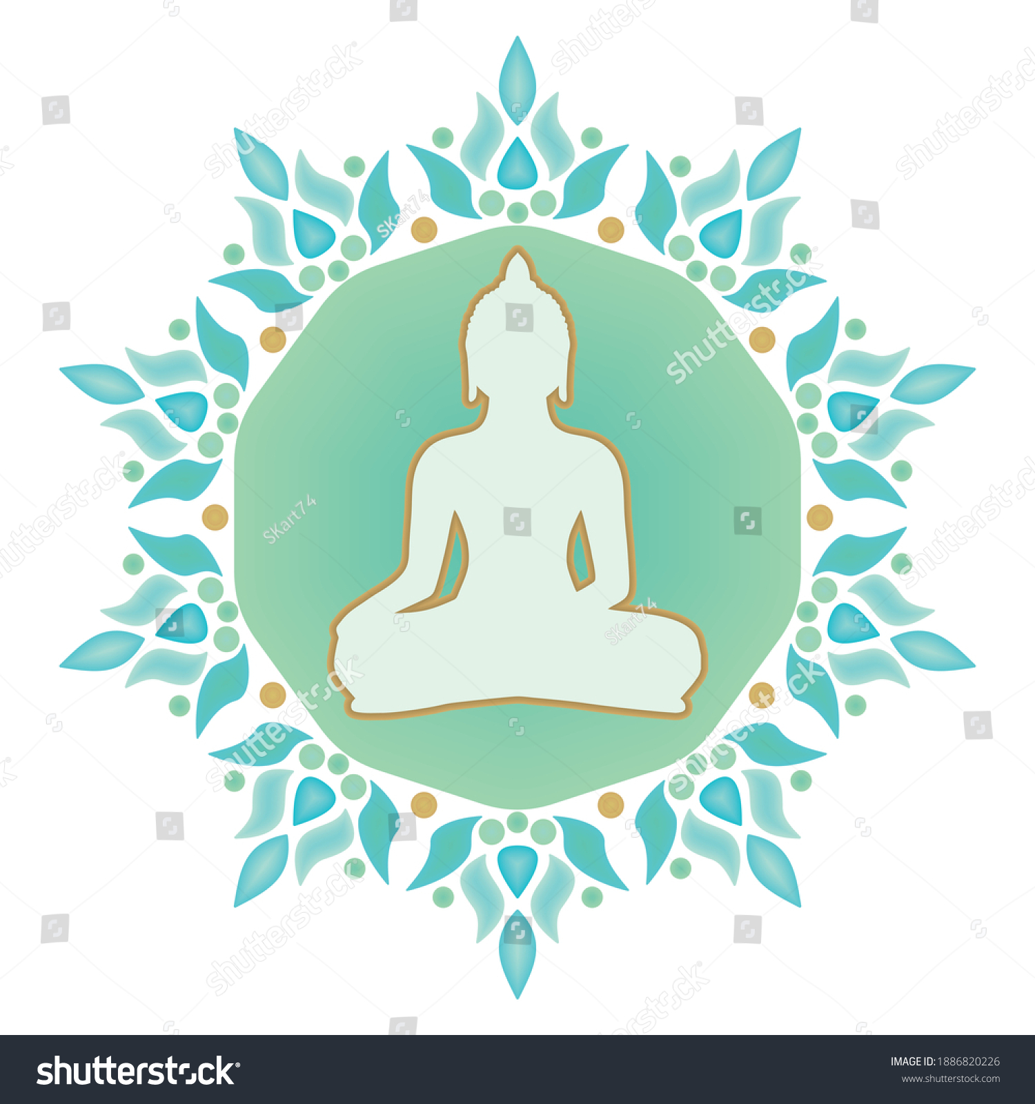 Buddhism Icon Meditating Buddha Vector Illustration Stock Vector ...