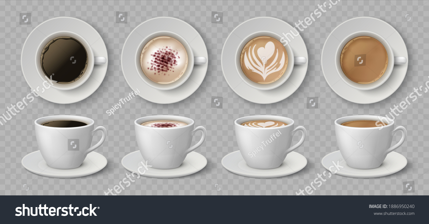 Realistic Coffee Cups Espresso Latte Cappuccino Stock Illustration ...