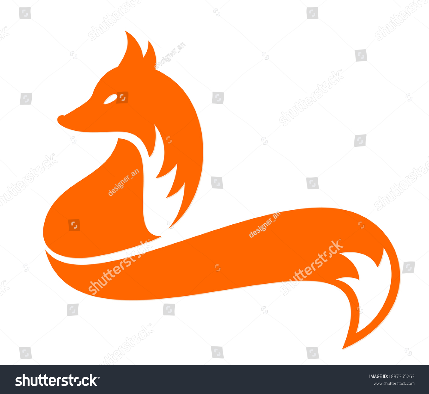 Symbol Stylized Red Fox Stock Vector (Royalty Free) 1887365263