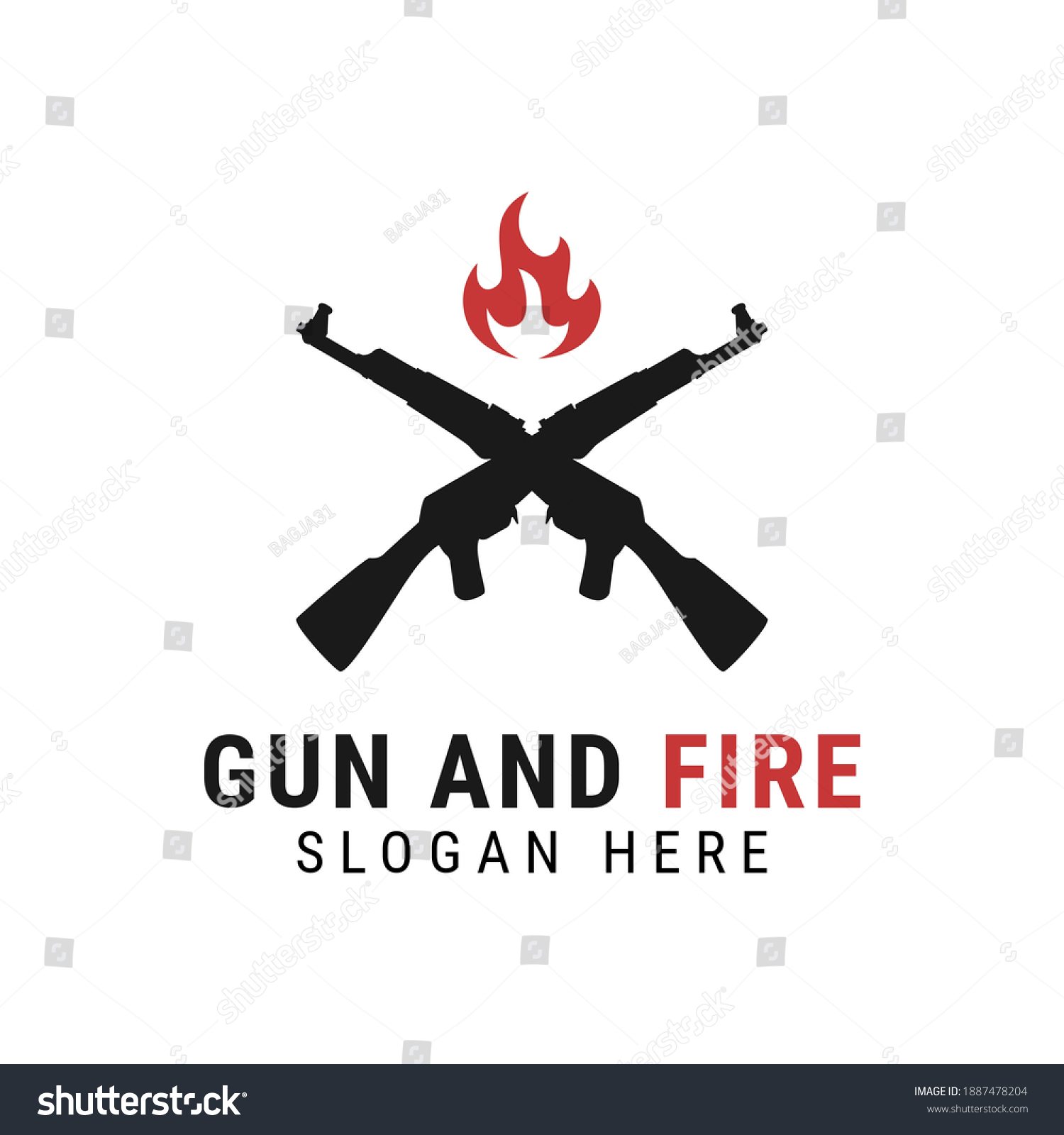 Crossing Gun Fire Sign Hunting Logo Stock Vector (Royalty Free ...