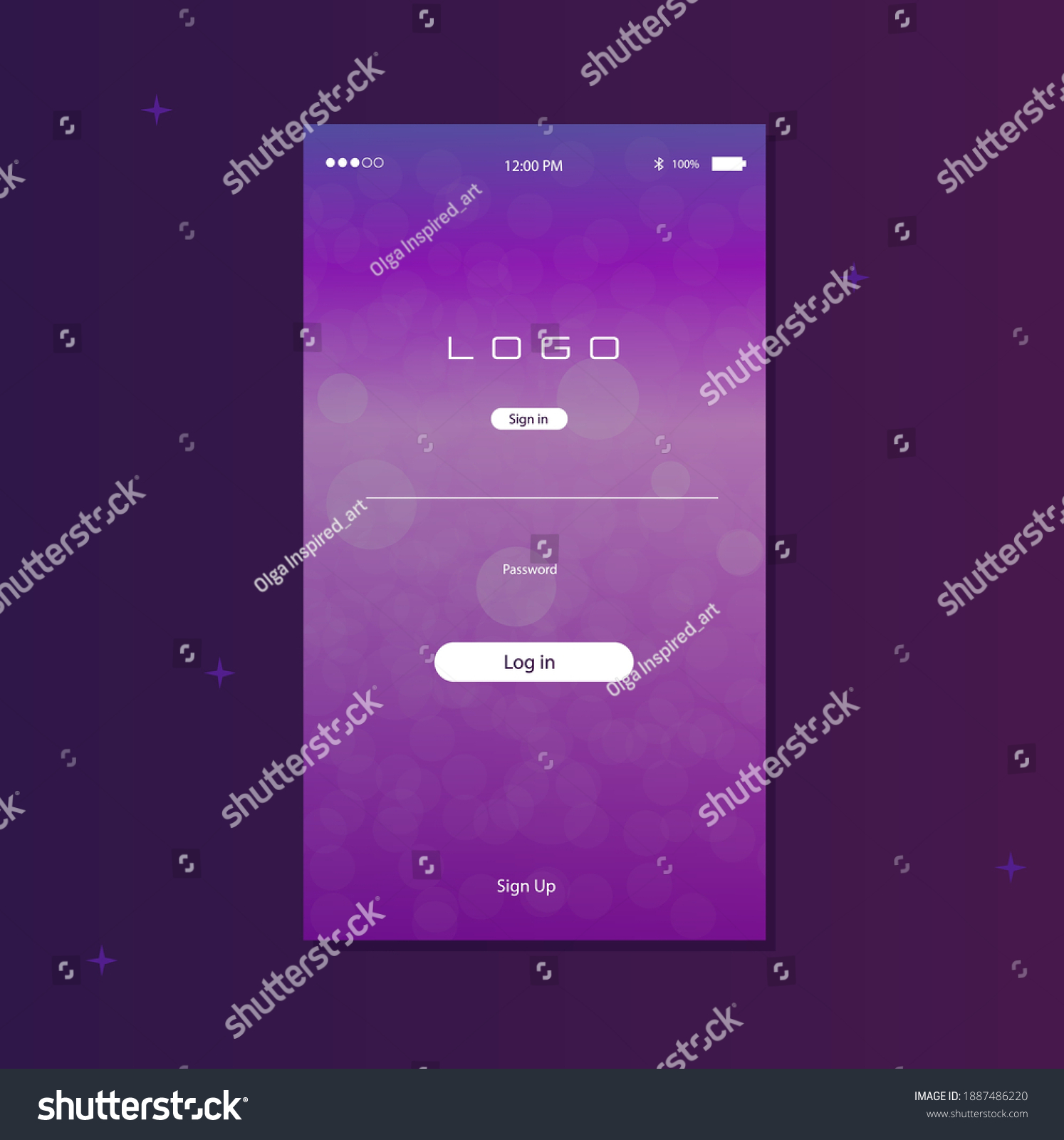 Ui Login Page Purple App Vector Stock Vector (Royalty Free) 1887486220 ...