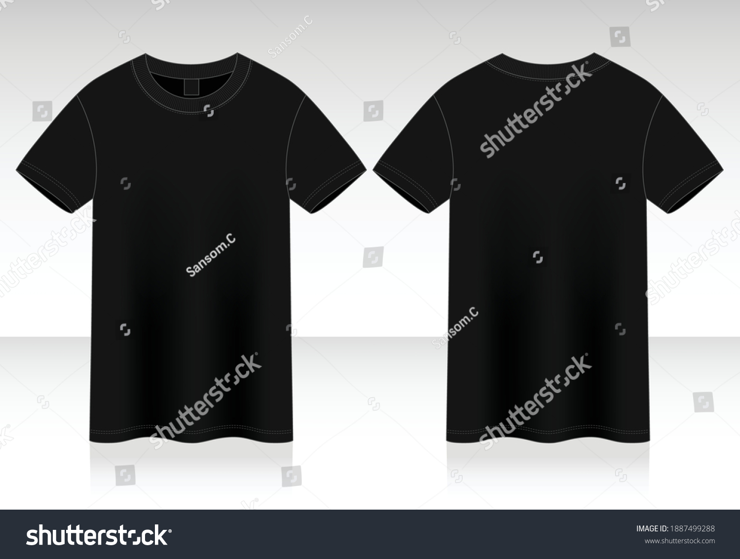 Blank Black Tshirt Vector Templatefront Back Stock Vector (Royalty Free ...