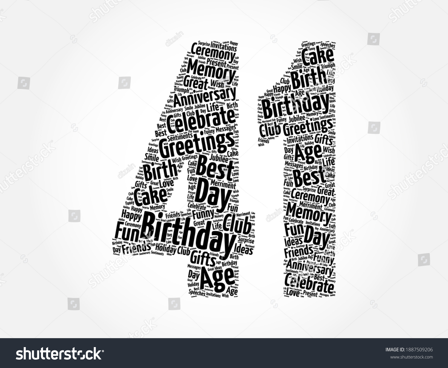 Happy 41st Birthday Word Cloud Holiday Stock Vector (Royalty Free ...