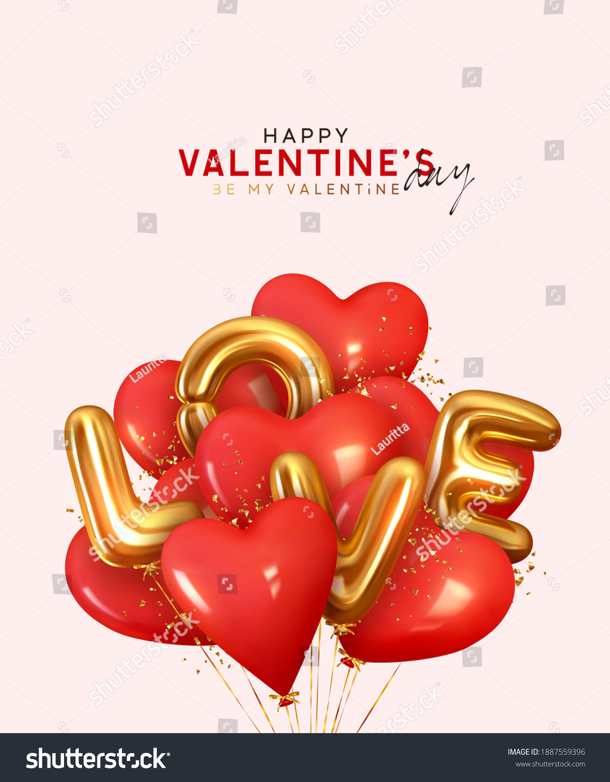 Valentines Day Background 3d Red Balloons Stock Vector (Royalty Free ...