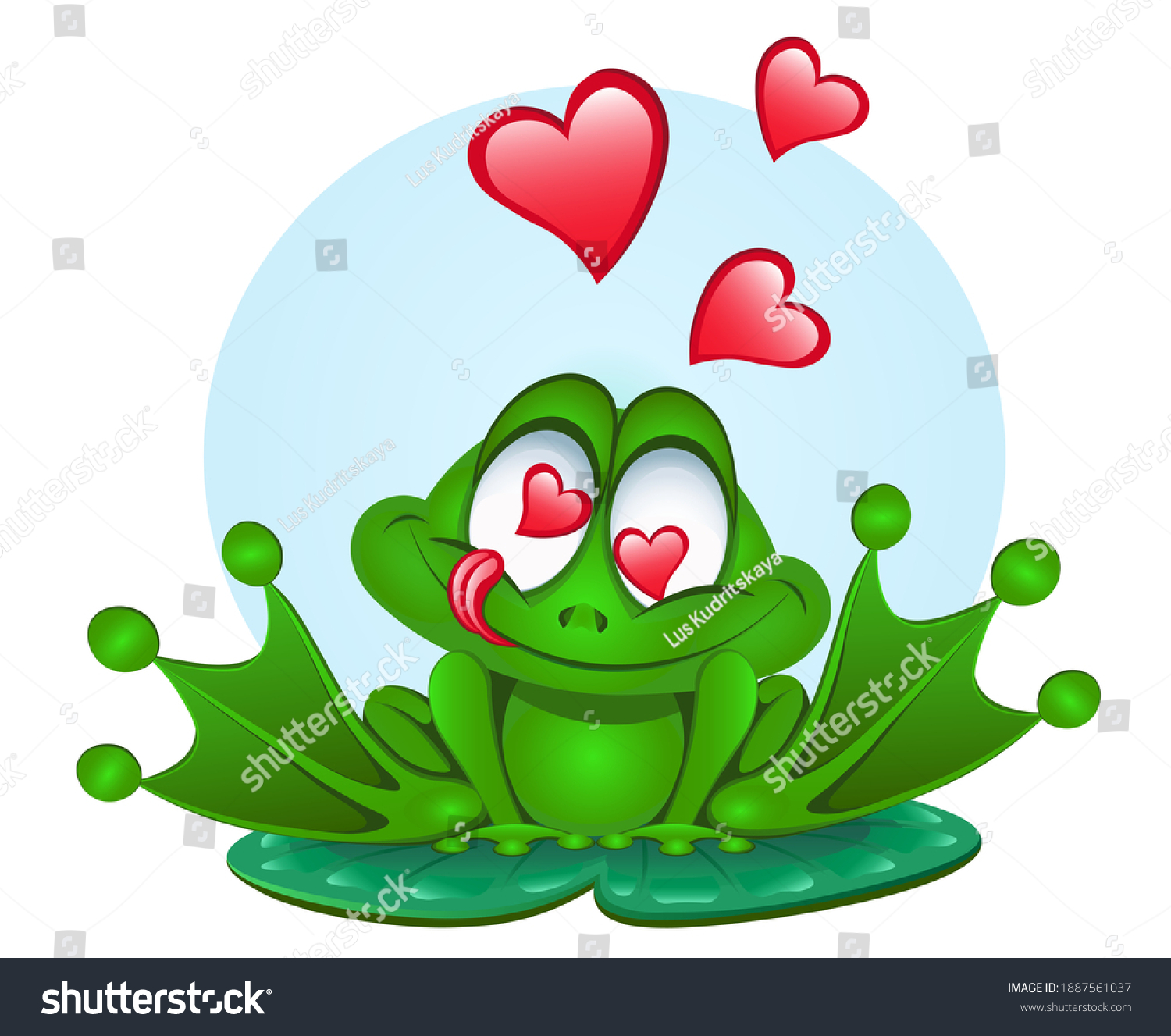 Cute Cartoon Frog Love Sitting On Stock Vector Royalty Free