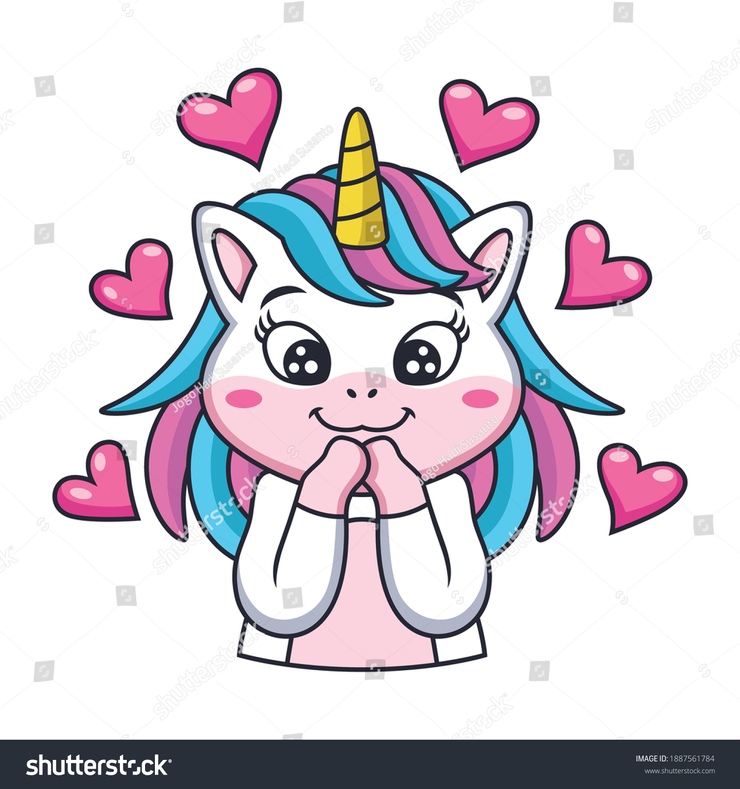 Expression Unicorn Girl Cartoon Hope Love Stock Vector (Royalty Free ...