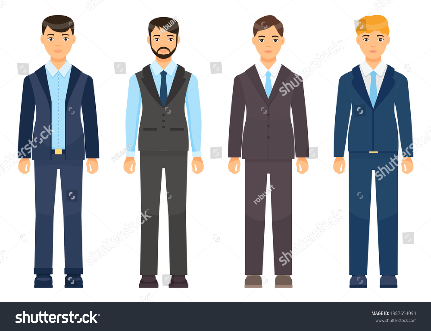 Collection Vector Cartoon Characters Businessman Wearing Stock Vector ...