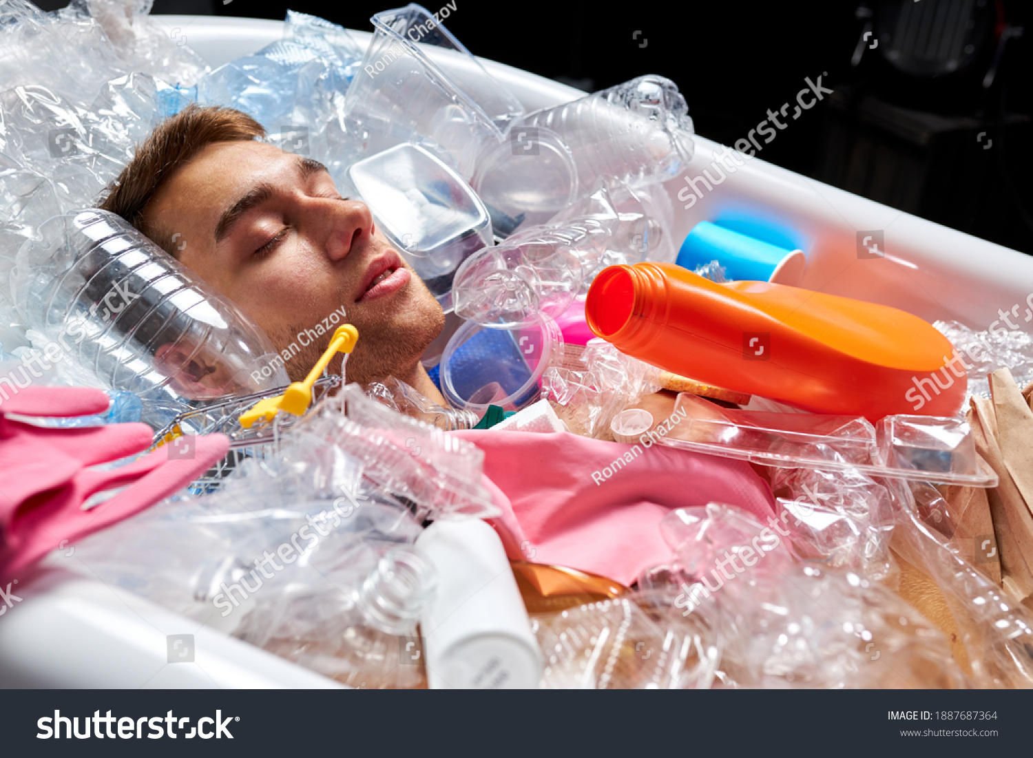 Naked Man Lie Anong Empty Plastic Stock Photo Shutterstock