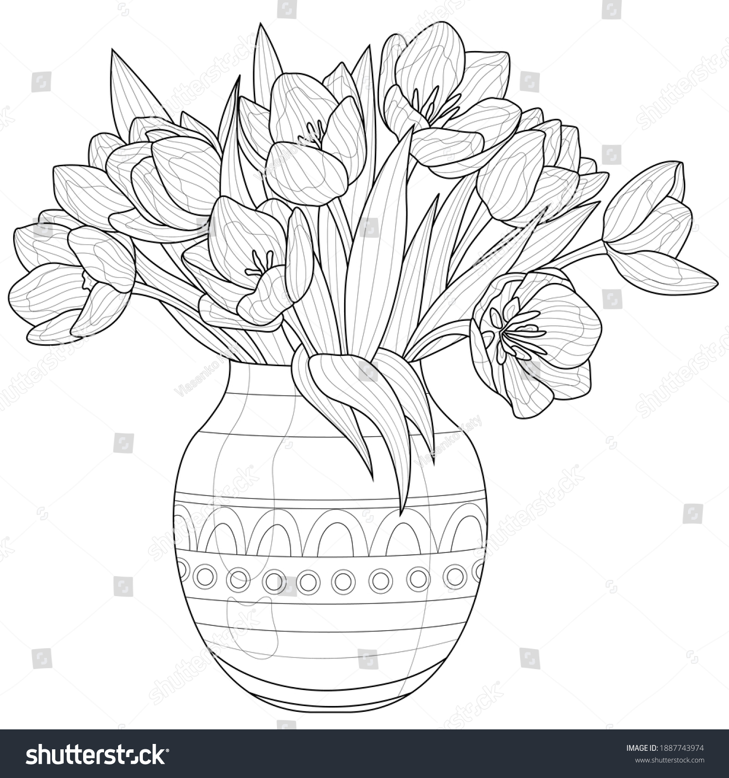 Эскиз для гобелена цветы в вазе