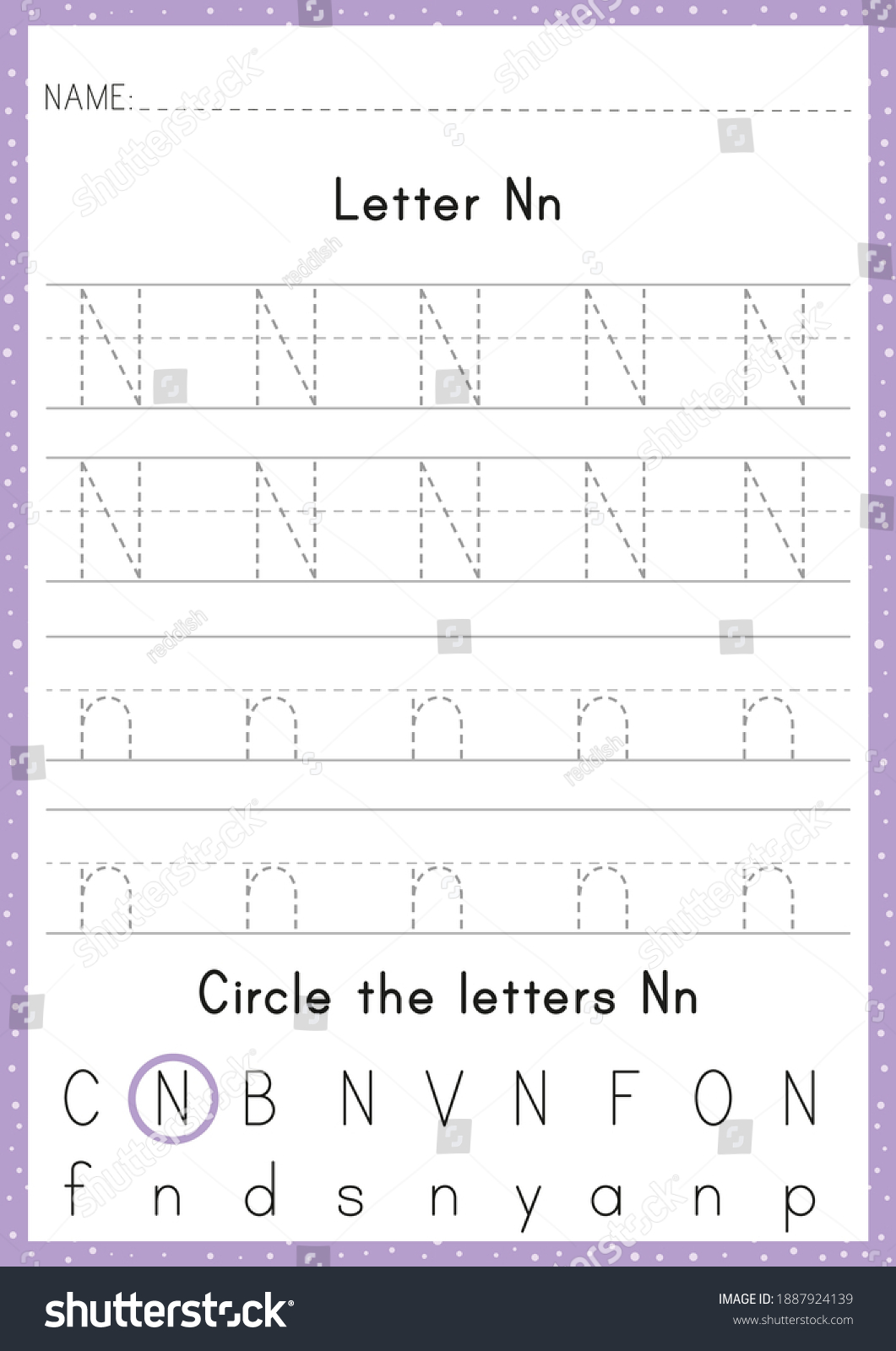 Alphabet Letter Fn Tracing Worksheet Activity Stock Vector (Royalty ...