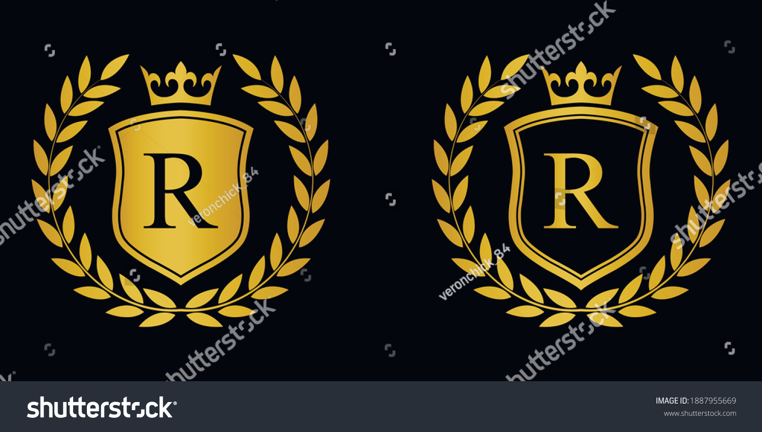 Golden Letter R Laurel Wreath Template Stock Vector (Royalty Free ...