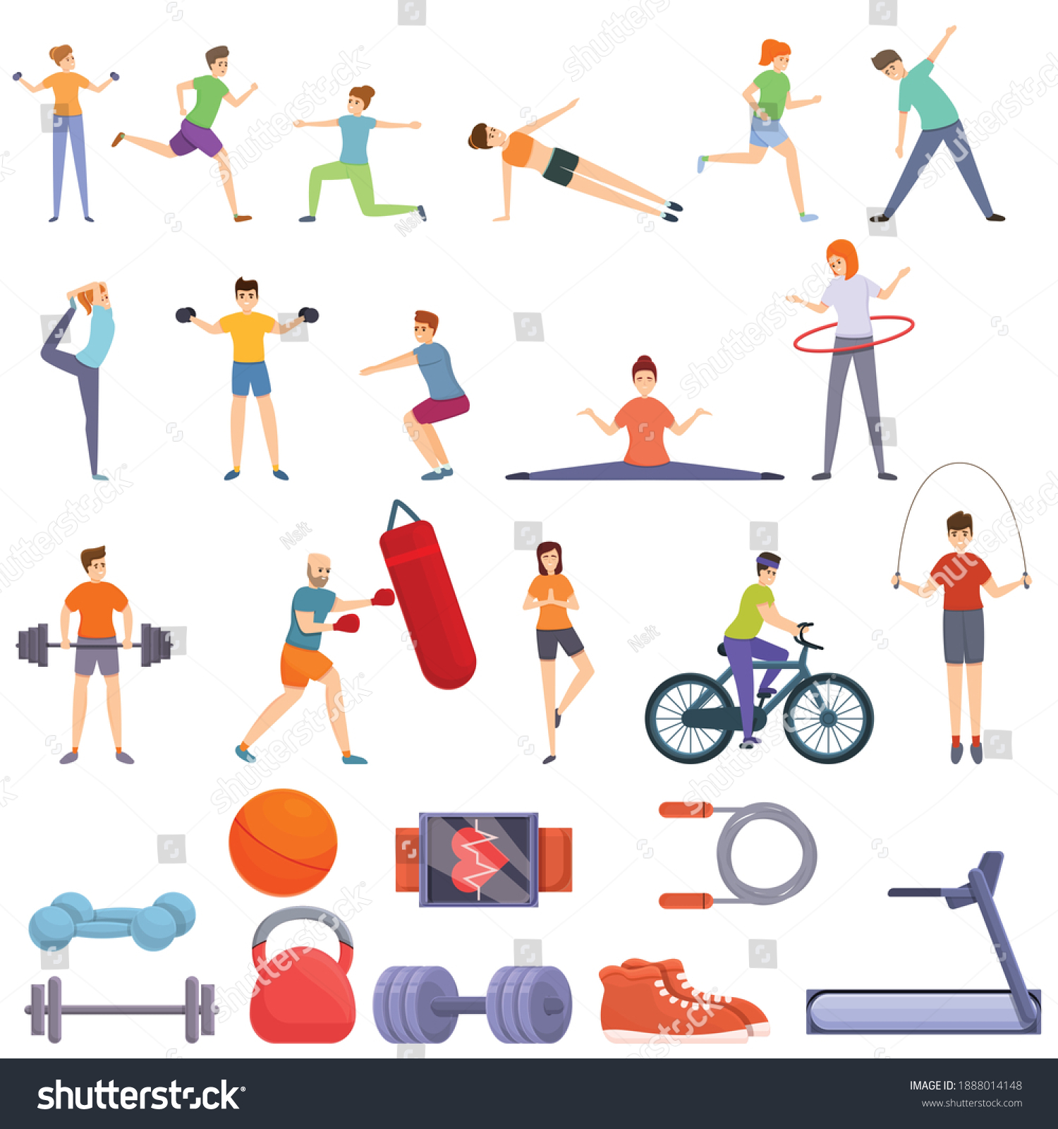 Physical Activity Icons Set Cartoon Set Stock Vector (Royalty Free ...