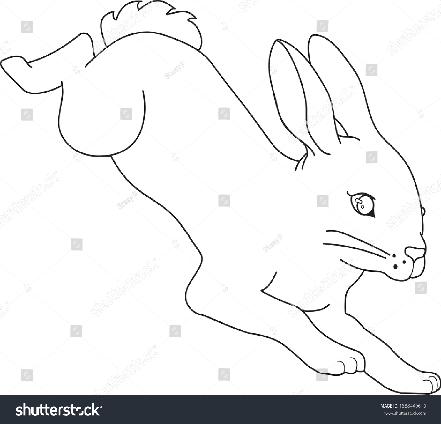 Running Rabbit Sketch Isolated On White Stock Vector (Royalty Free