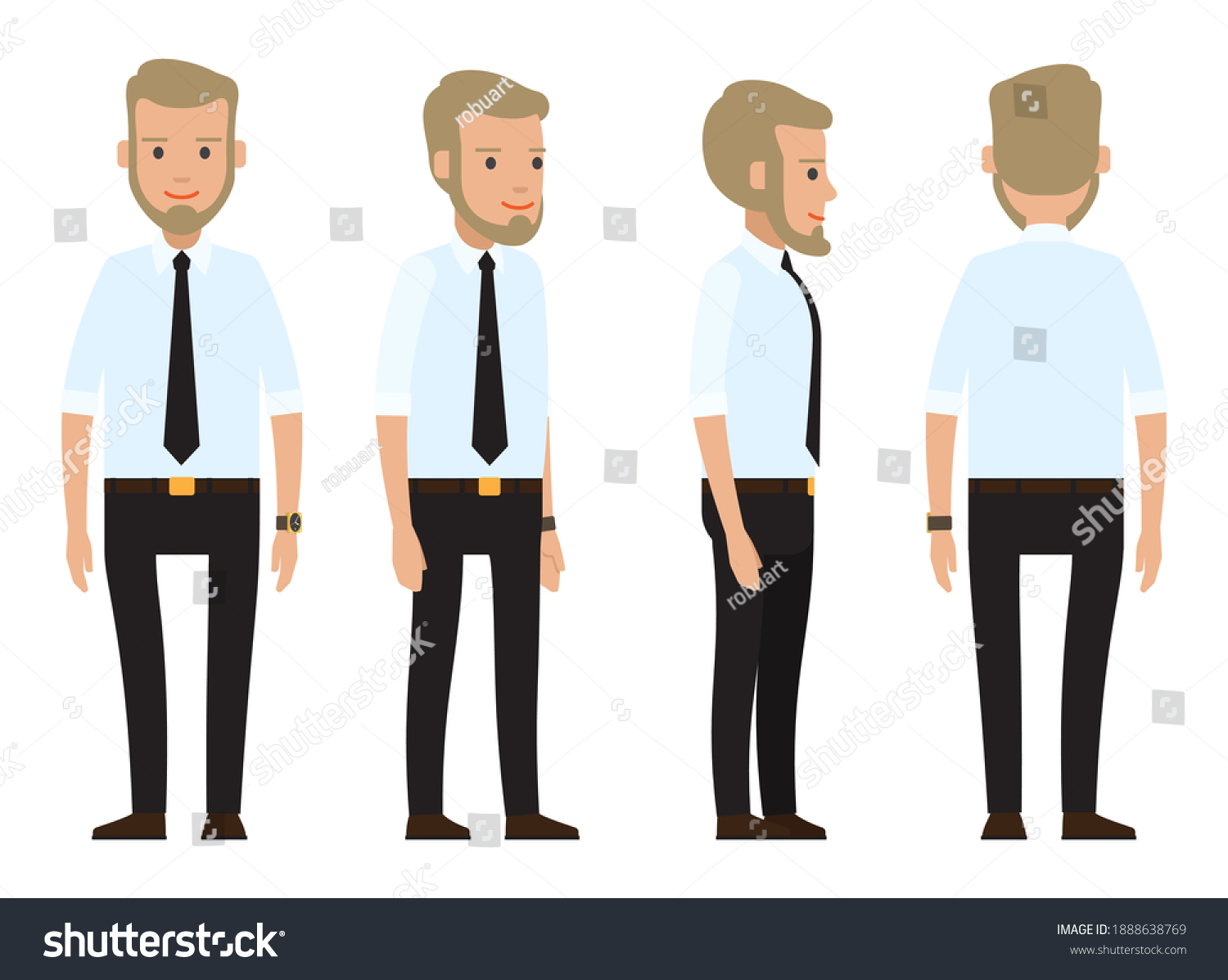 Collection Vector Cartoon Character Businessman Wearing Stock Vector ...