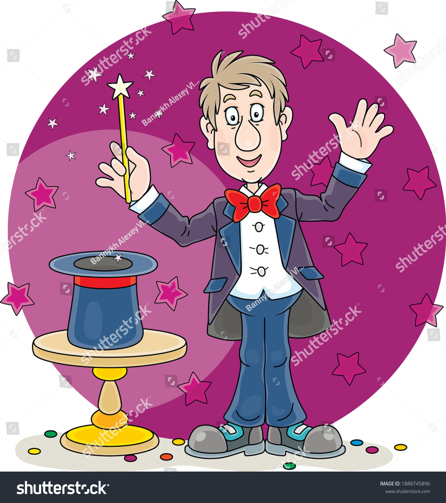 Artful Circus Magician Illusionist Conjuring Tricks Stock Vector ...