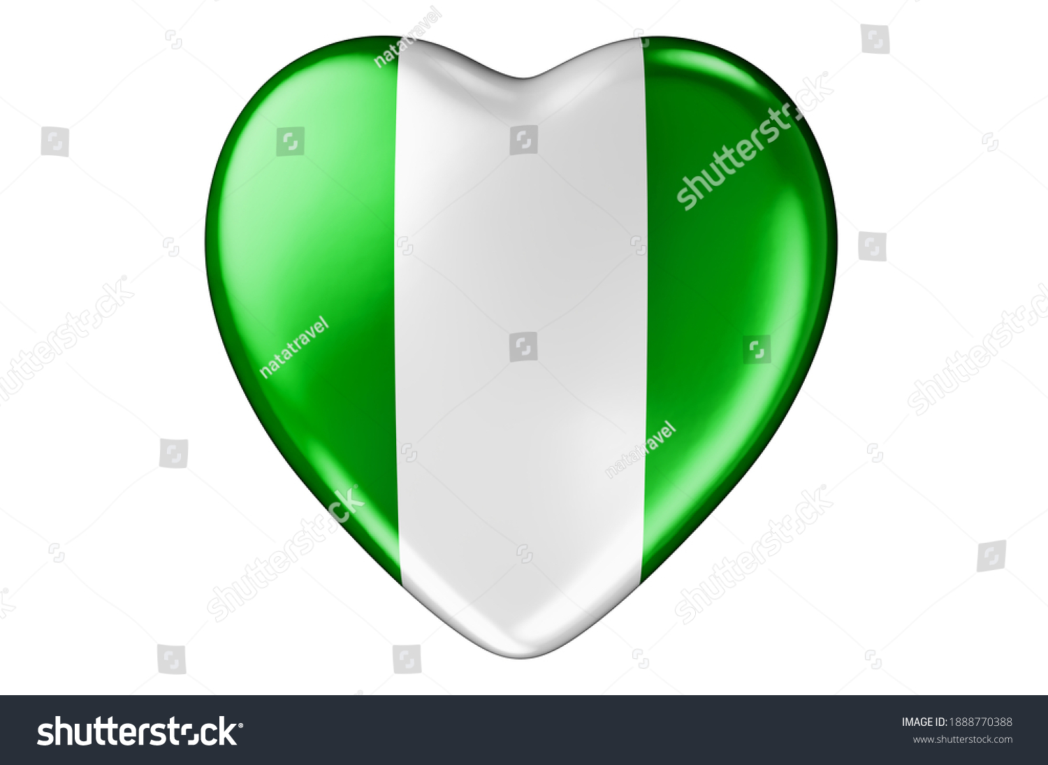 Heart Nigerian Flag 3d Rendering Isolated Stock Illustration 1888770388 ...