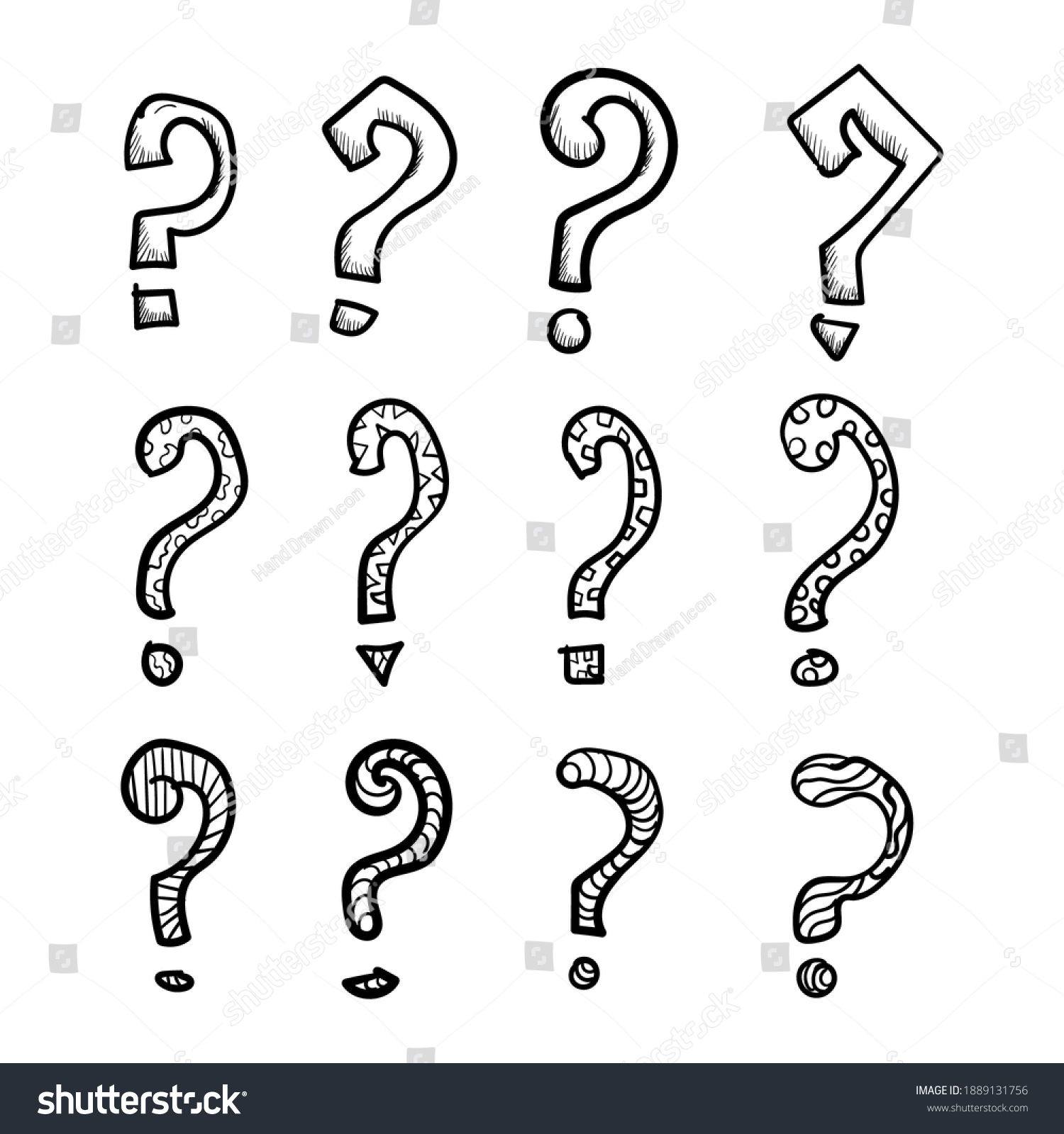 Set Question Mark Cartoon Vector Illustration Stock Vector (Royalty ...