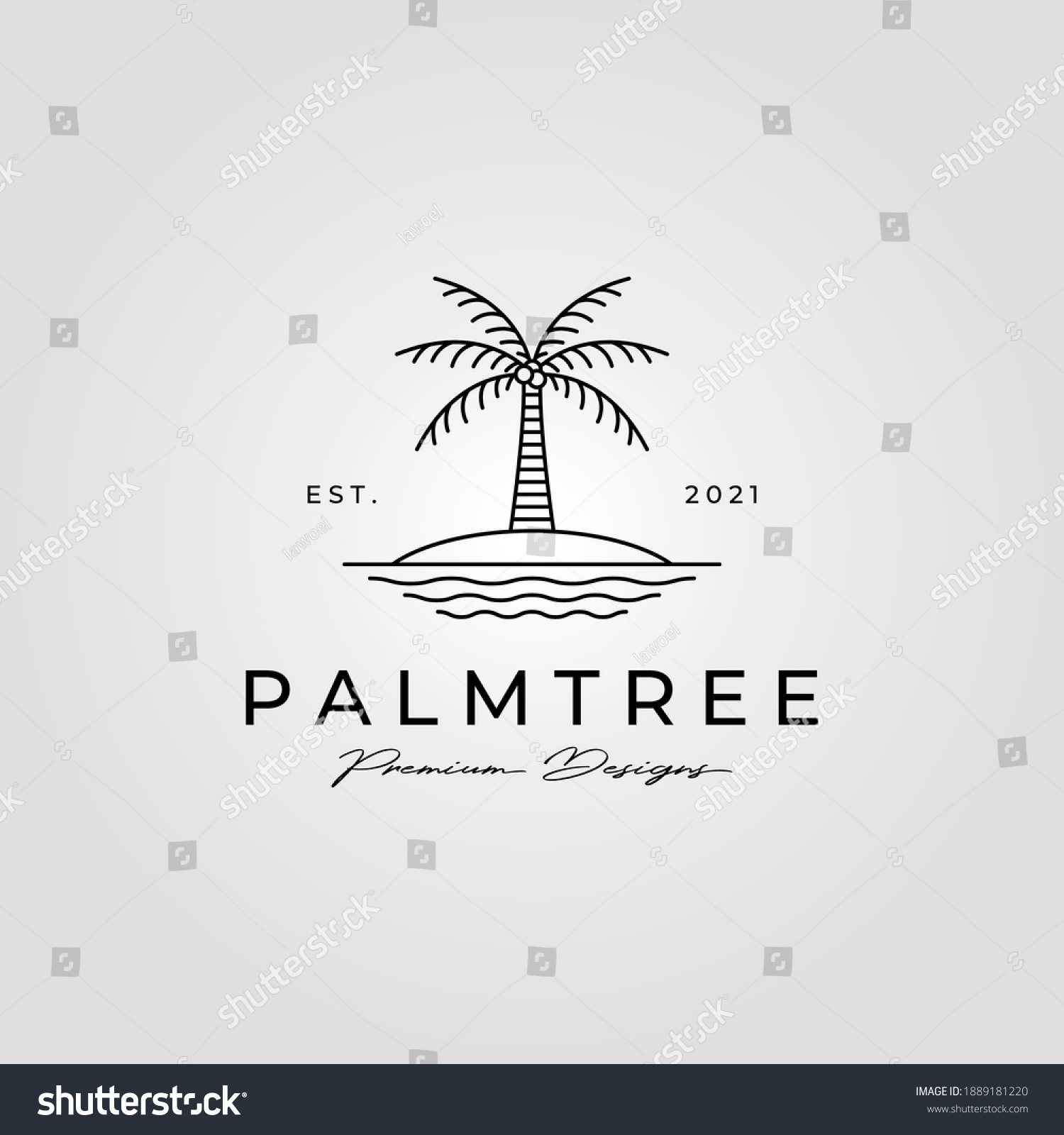 Palm Tree Line Art Logo Minimalist Stock Vector (Royalty Free ...