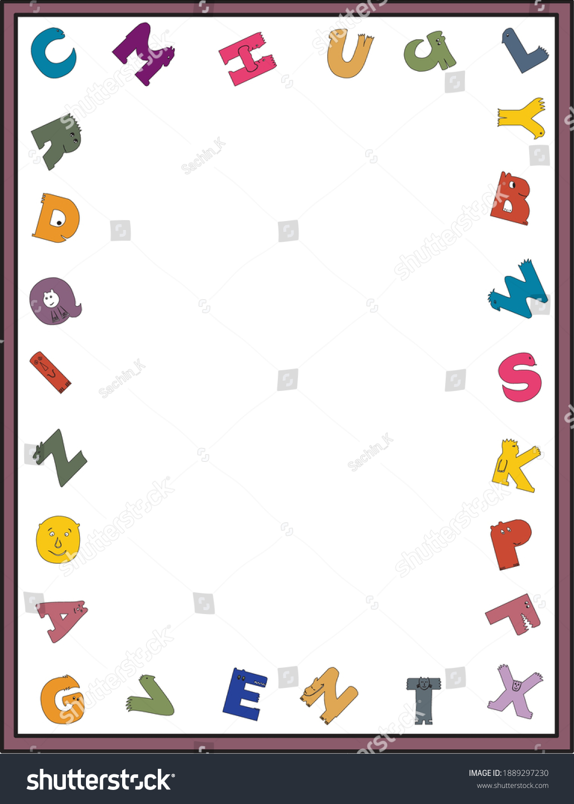 English Alphabet Border Alphabet Border Vector Stock Vector (Royalty ...