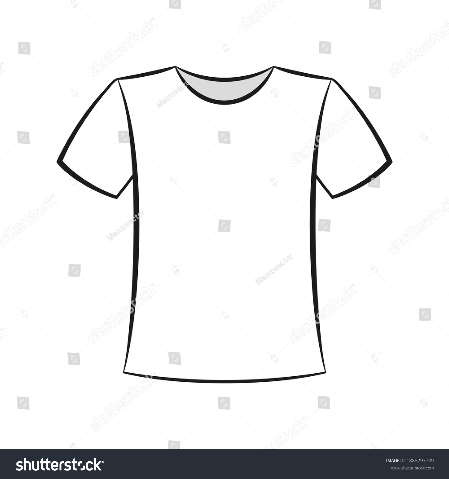 White Black Tshirt Front View Flat Stock Vector (Royalty Free ...