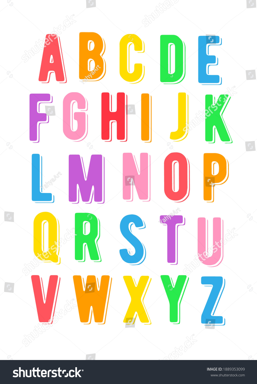 Alphabet Rainbow Colorful Design Illustration Kids Stock Vector ...