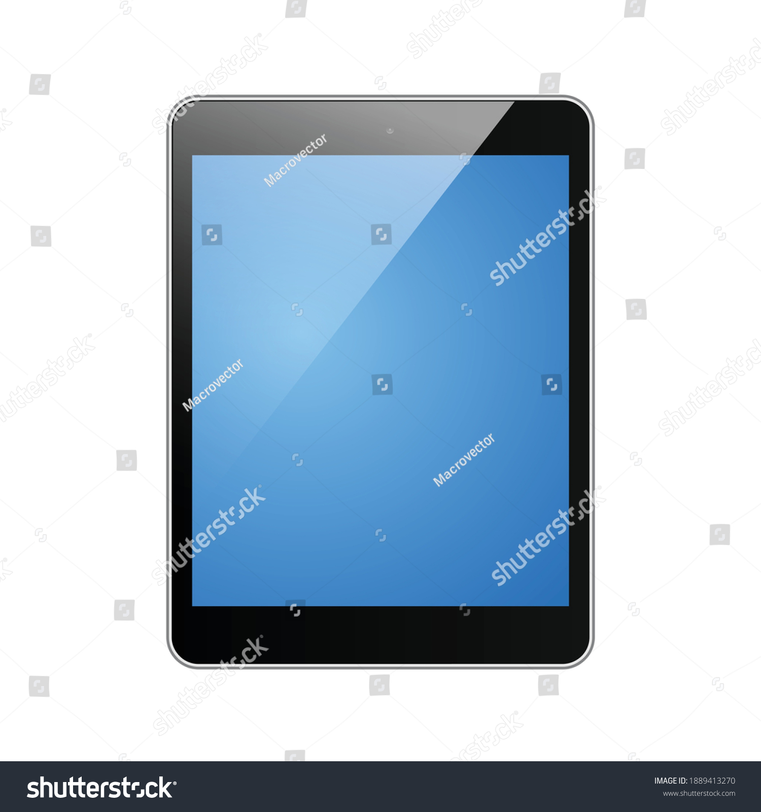 Realistic Tablet Blue Screen On White Stock Vector (Royalty Free ...