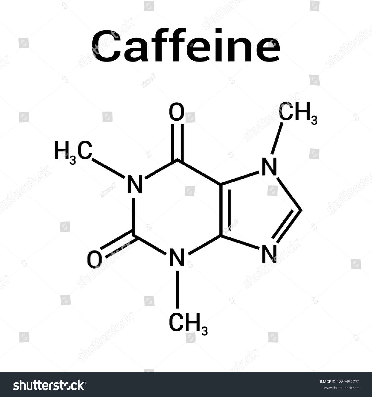 Chemical Structure Caffeine C8h10n4o2 Stock Vector (Royalty Free ...