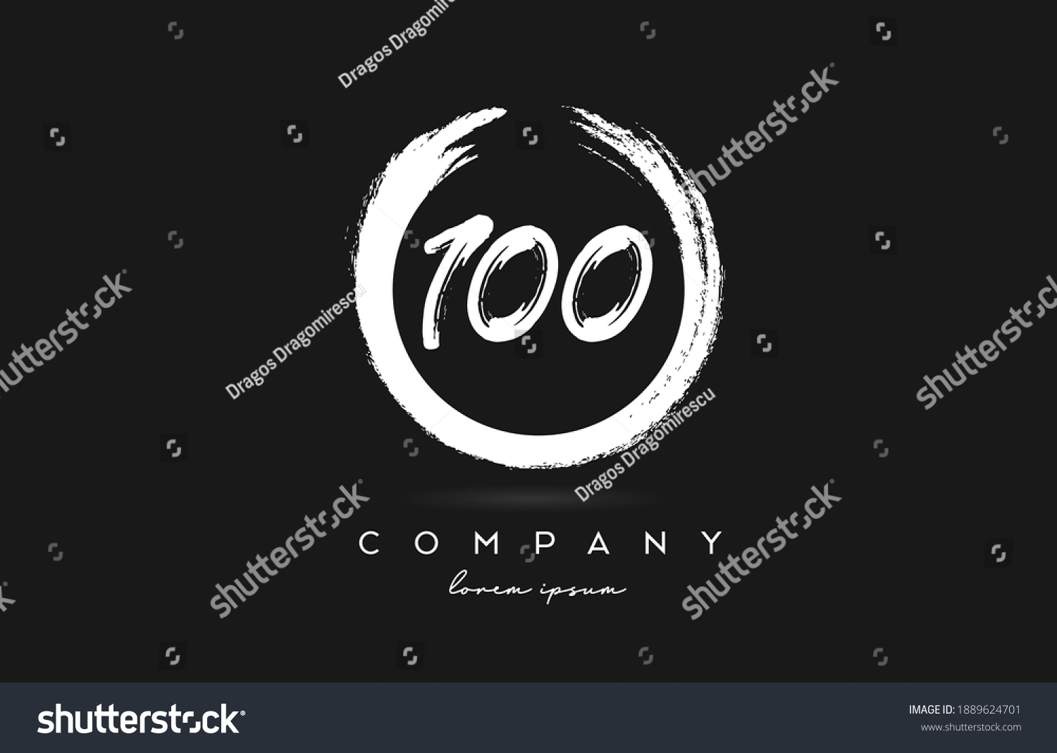 100 Number Logo Icon Black White Stock Vector (Royalty Free) 1889624701