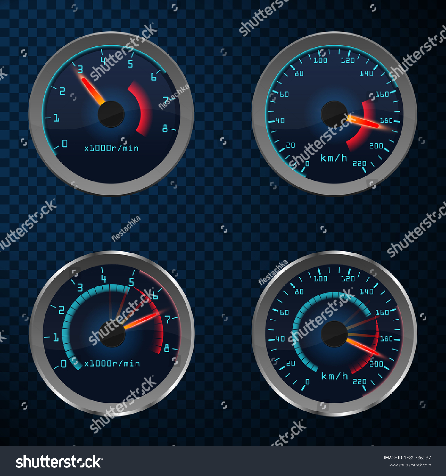 Set Isolated Car Moto Truck Speedometer Stock Vector (Royalty Free ...