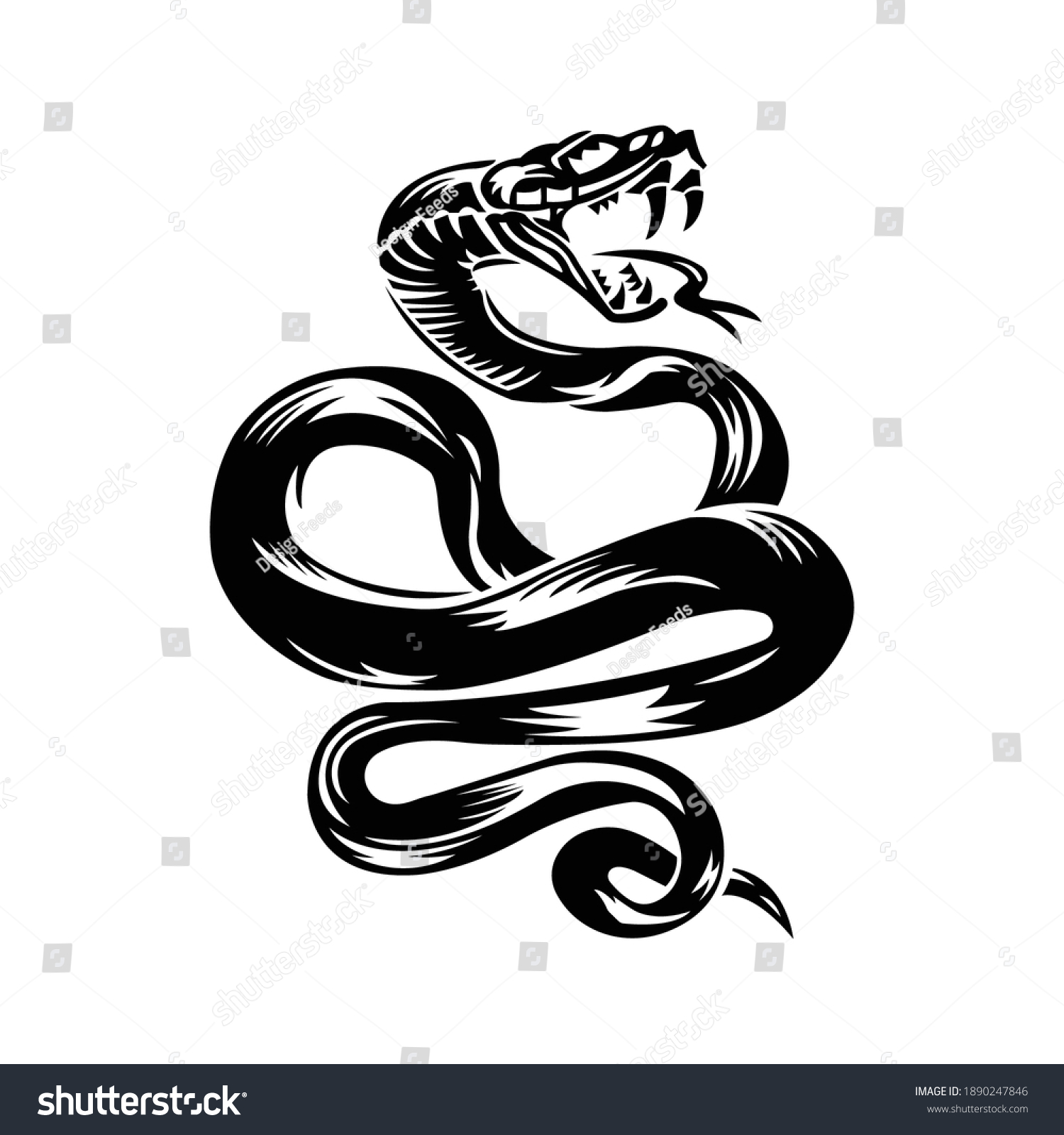 Snake Cobra Illustration Sticker Tattoo Design Stock Vector (Royalty ...