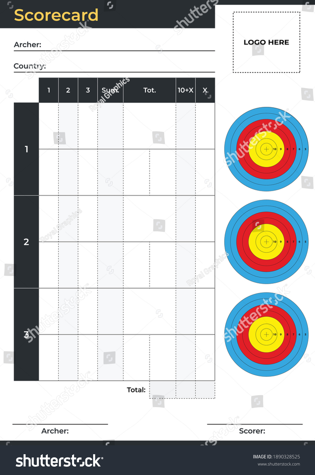 Archery Scorecard B5 International Paper Size Stock Vector (Royalty ...