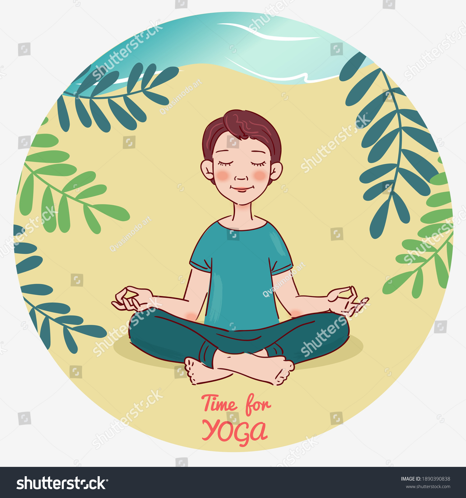 Cute Boy Practicing Yoga Kids Yoga Stock Vector (Royalty Free ...