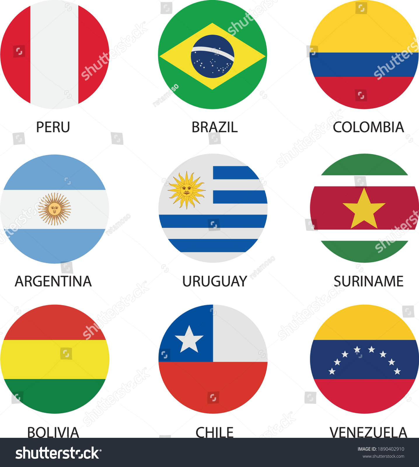 Flags South America Latin America Icons Stock Vector (Royalty Free ...