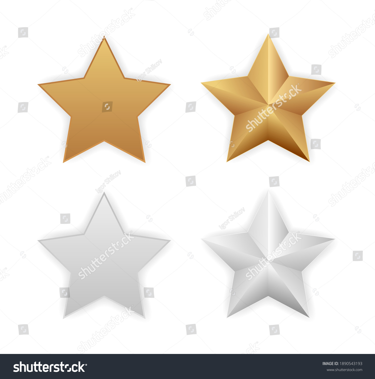 Gold Silver Metallic Star 3d Icon Stock Vector (Royalty Free ...