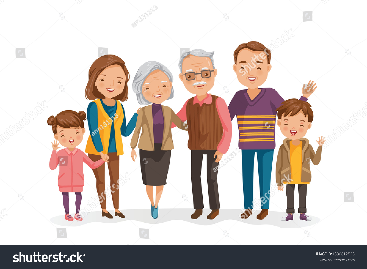 Portrait Multigeneration Family Figure Stock Vector (Royalty Free ...