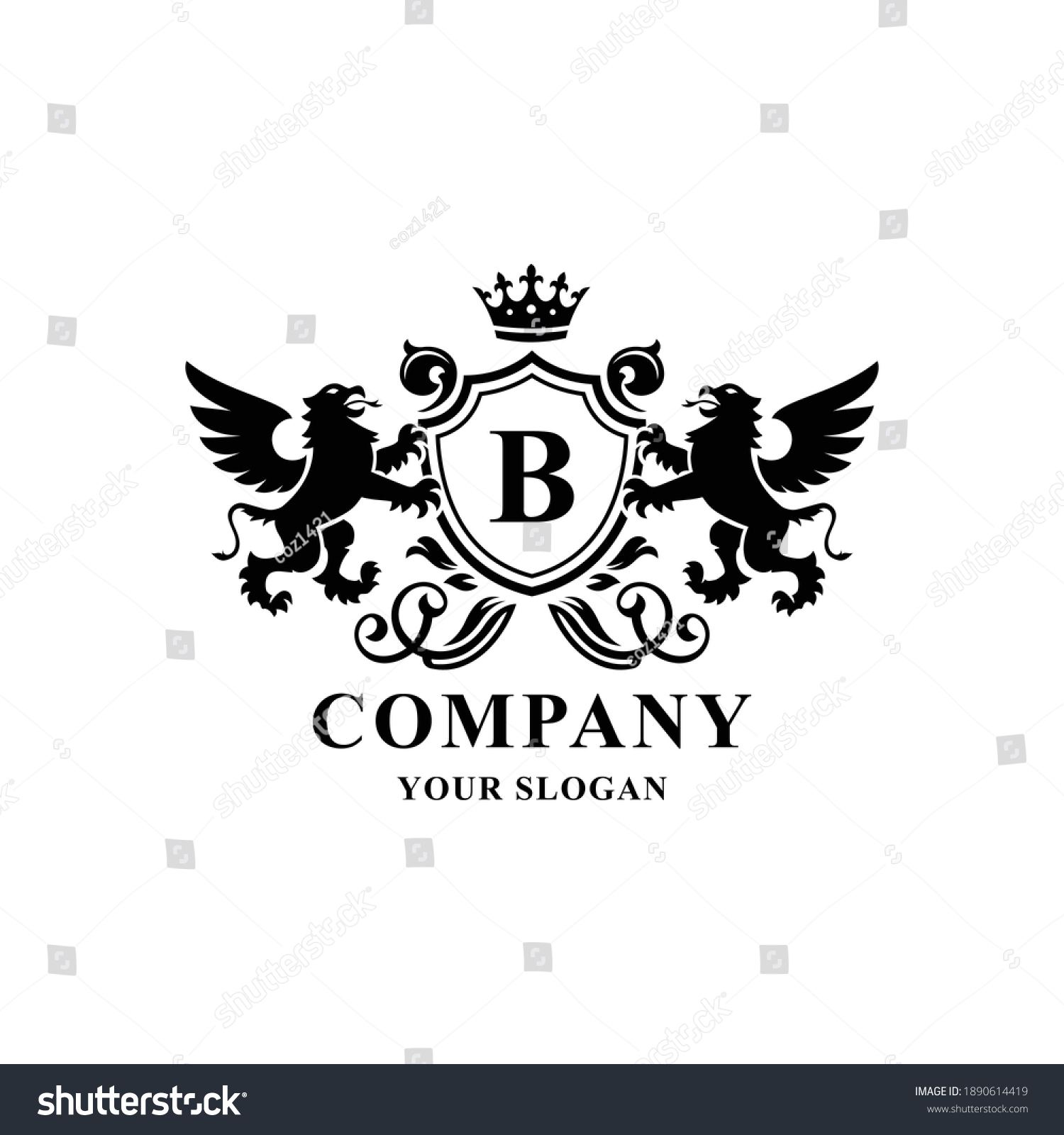 Royal Brand Griffin Heraldic Badges Ornate Stock Vector (Royalty Free ...