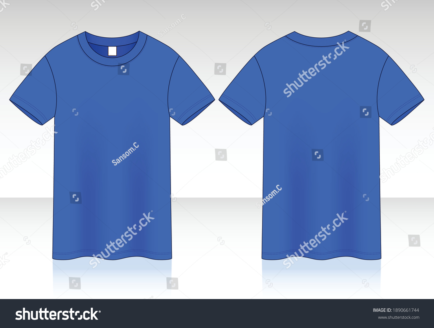 Blank Blue Short Sleeve Tshirt Vector Stock Vector (Royalty Free ...