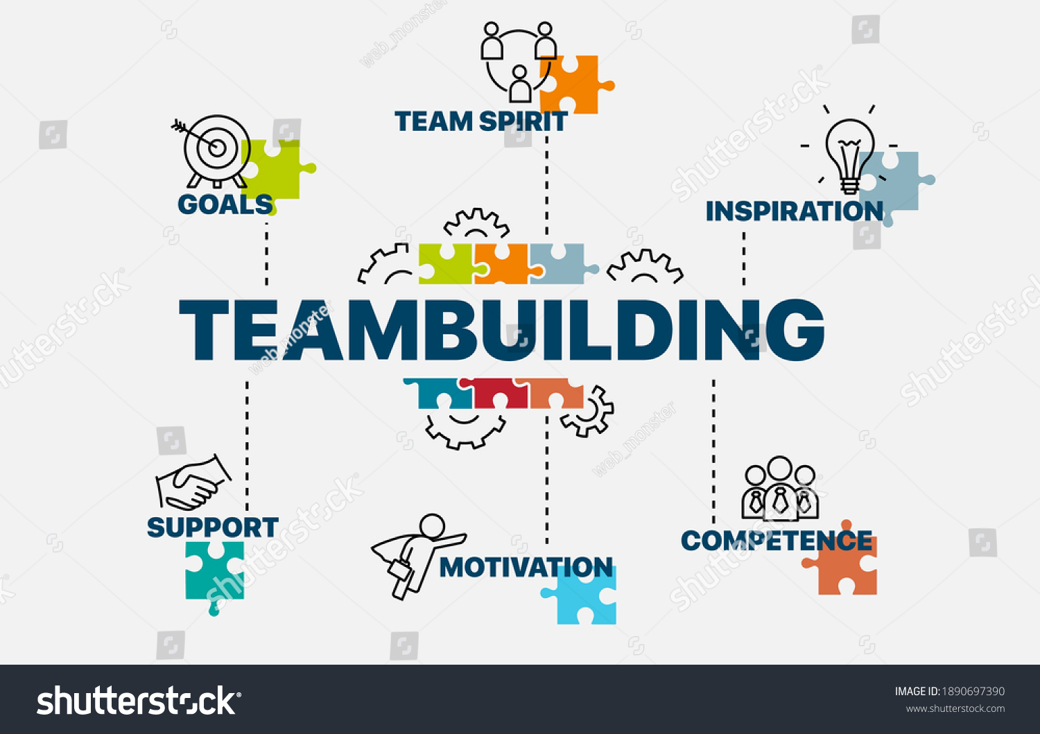 Teambuilding Concept Infographics Chart Keywords Icons Stock Vector ...