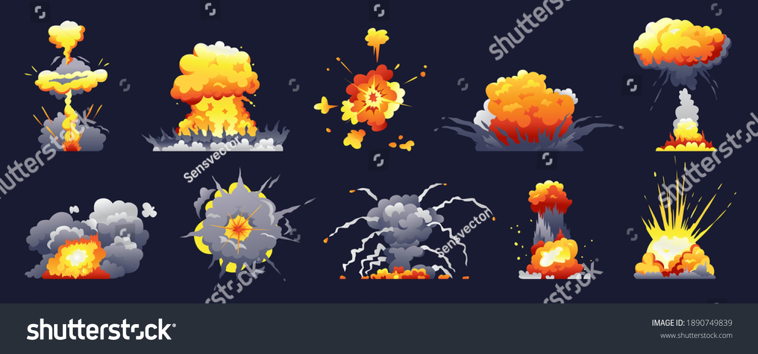 Bomb Fire Explosion Isolated Cartoon Set Stock Vector (Royalty Free ...