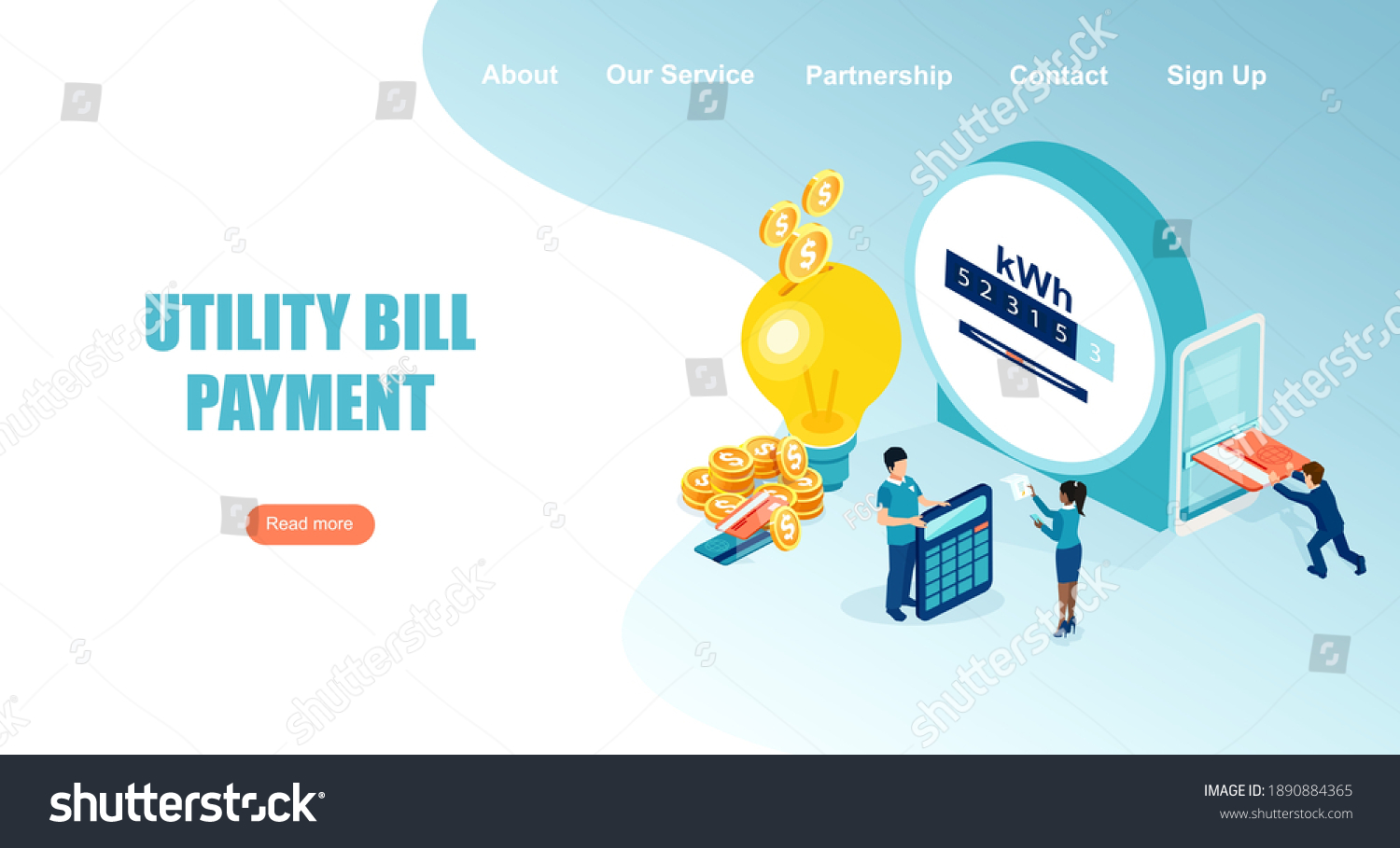 Vector Landing Page People Paying Utility Stock Vector (Royalty Free ...