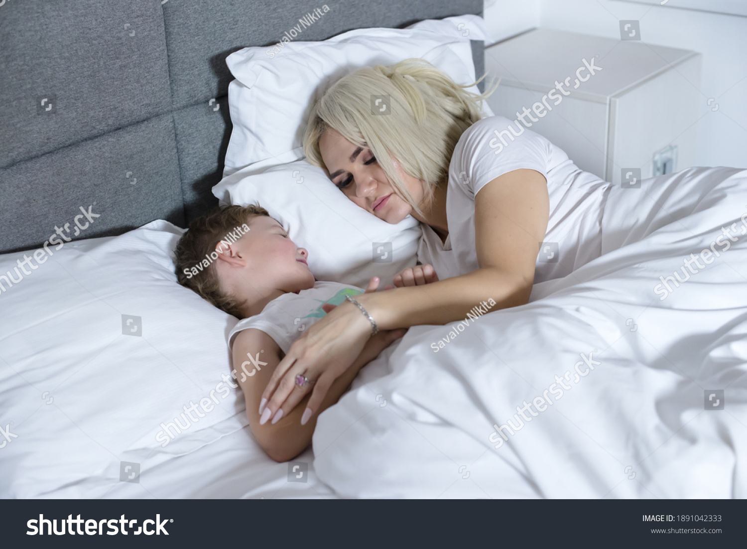 Mom Son Bed