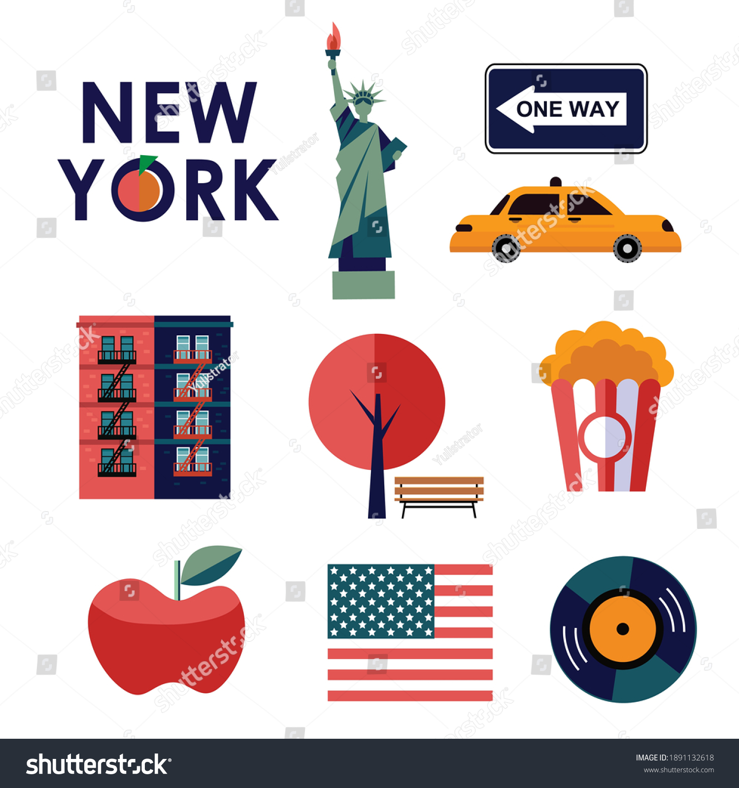 Nyc Vector Icons Symbols Apple Taxi Stock Vector (Royalty Free ...