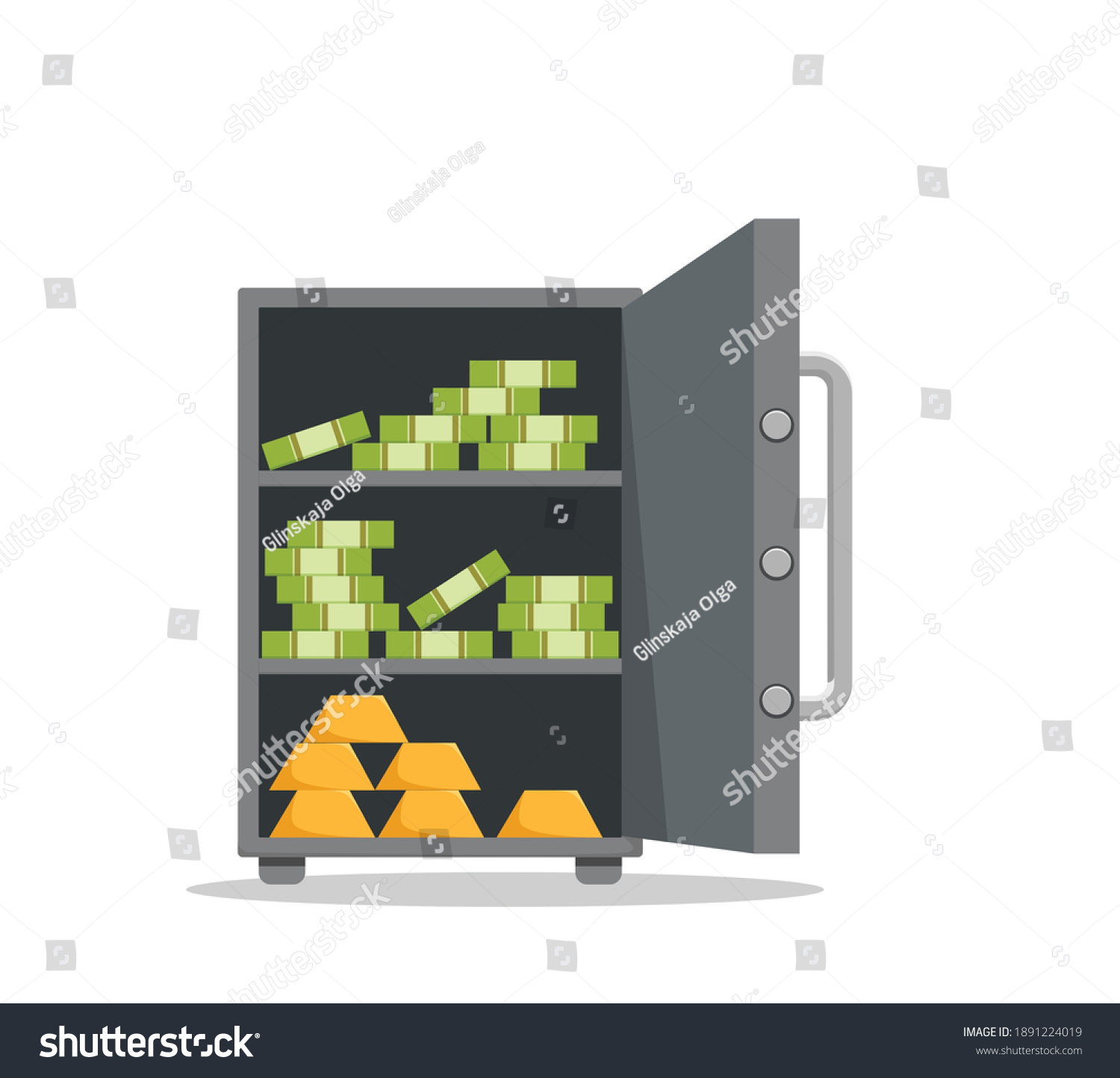 Save Vault Box Full Money Vector Stock Vector (Royalty Free) 1891224019 ...